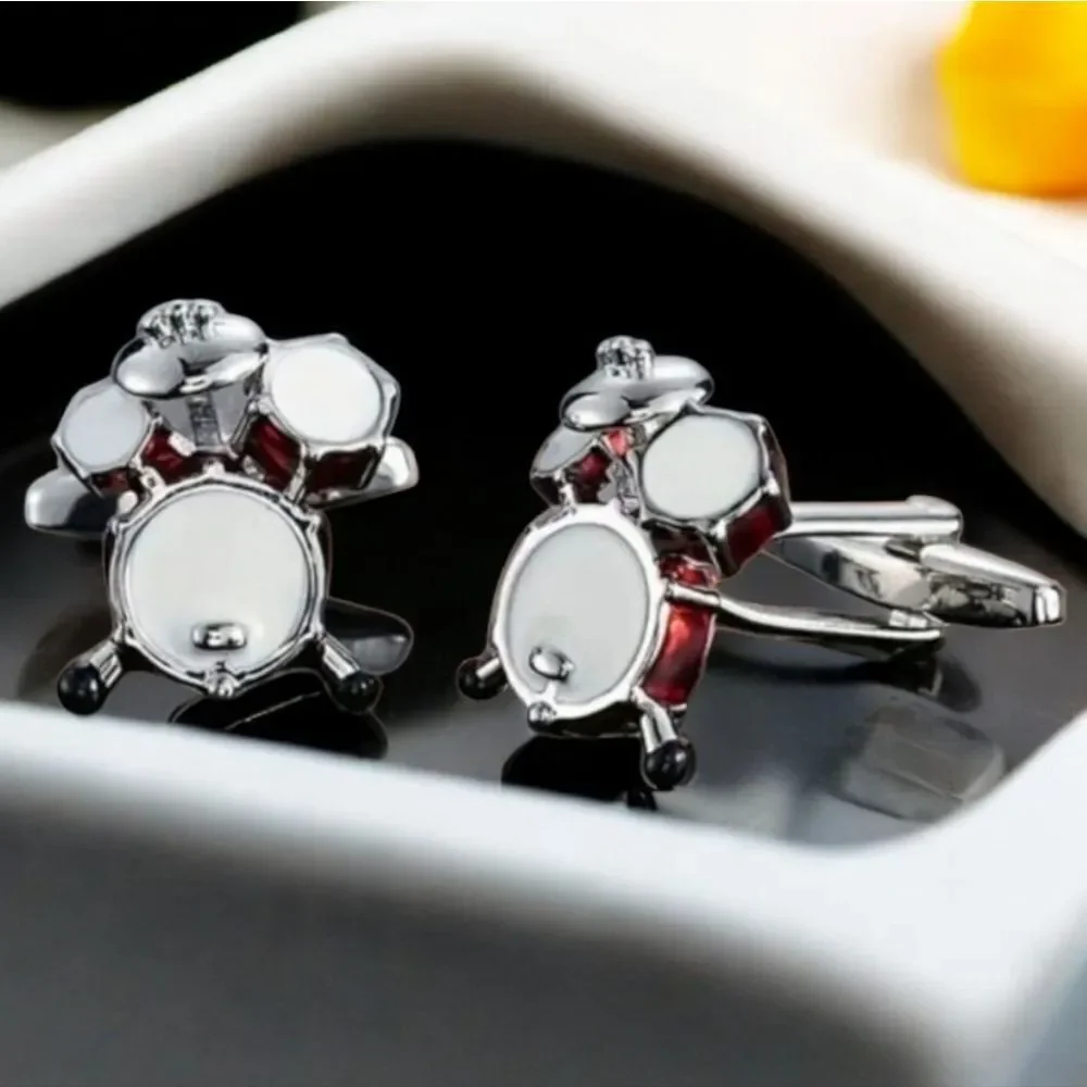 Drum Set Cufflinks Musician Wedding Tuxedo Formal Novelty Band Drummer Gift